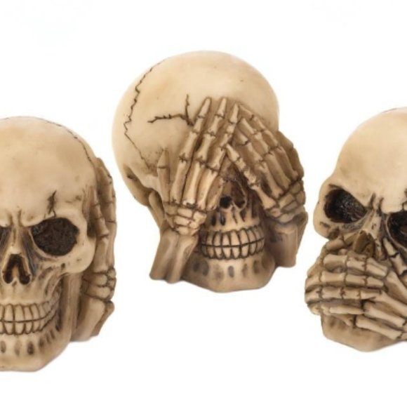 See No Evil Hear No Evil Speak No Evil Skull Set 3pc - Picture 2 of 6